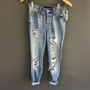 Distressed High-rise Boyfriend Jean